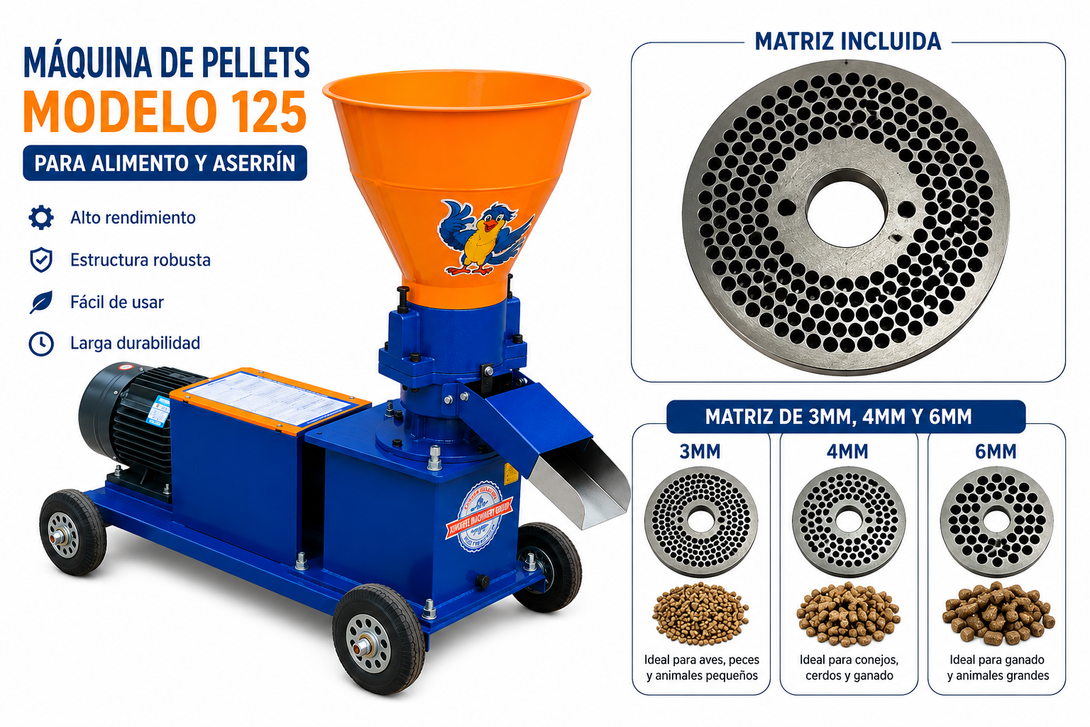 Máquina De Pellets 125 Para Alimento y Aserrín 220V